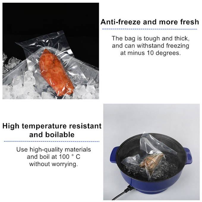 Sackt freier Speicher BPA Vakuumkundenspezifische Nahrung prägte ganze gefrorene transparente Vakuumdichtungs-Tasche 2 ein